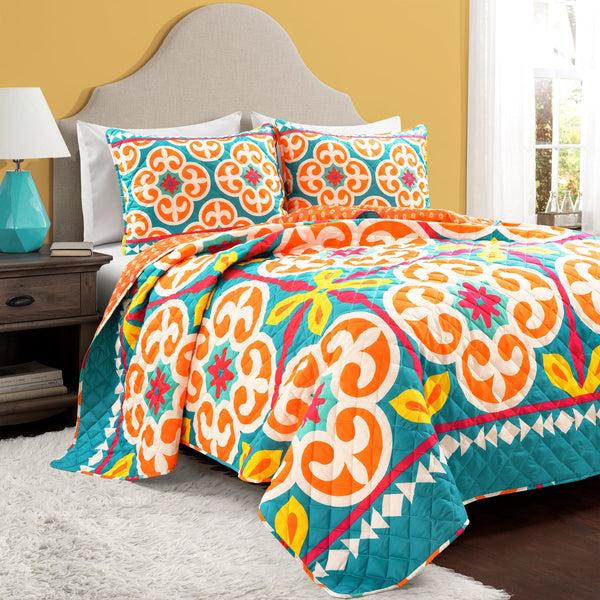 lush décor Boho Floral Reversible 3 Piece Quilt Set