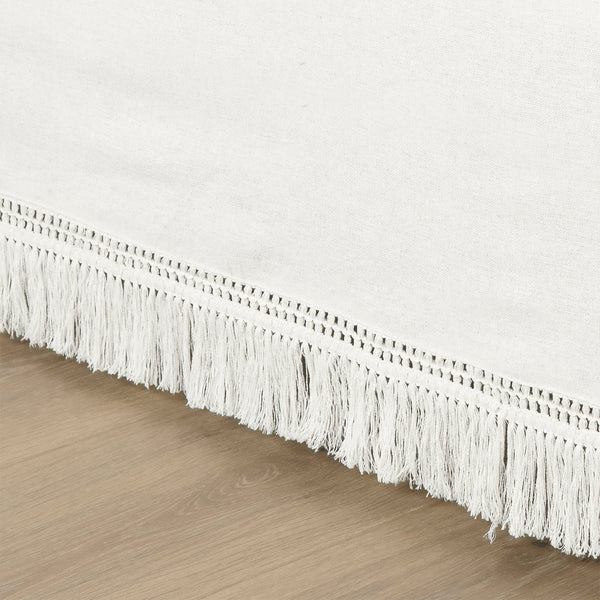 Lush Décor Boho Fringe 15-Inch Tailored Drop Easy Fit Bed Skirt