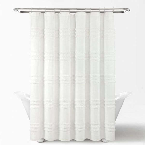 Lush Décor Boho Kendra Tufted Yarn Dyed Recycled Cotton Blend Shower Curtain