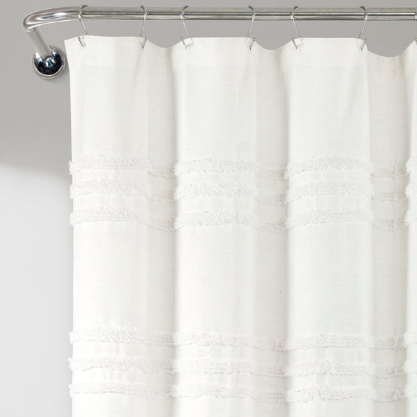 Lush Décor Boho Kendra Tufted Yarn Dyed Recycled Cotton Blend Shower Curtain