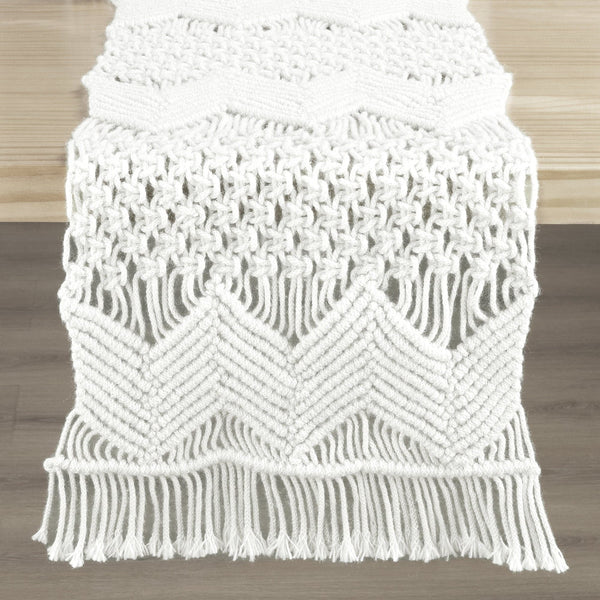 Lush Décor Boho Macrame Indoor/Outdoor Table Runner