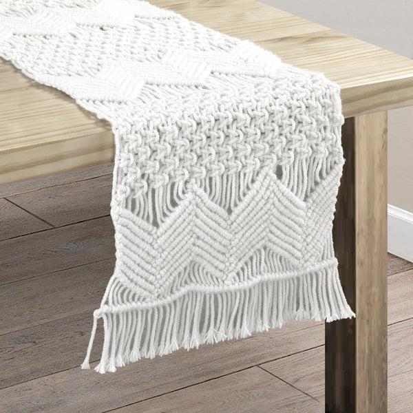 Lush Décor Boho Macrame Indoor/Outdoor Table Runner