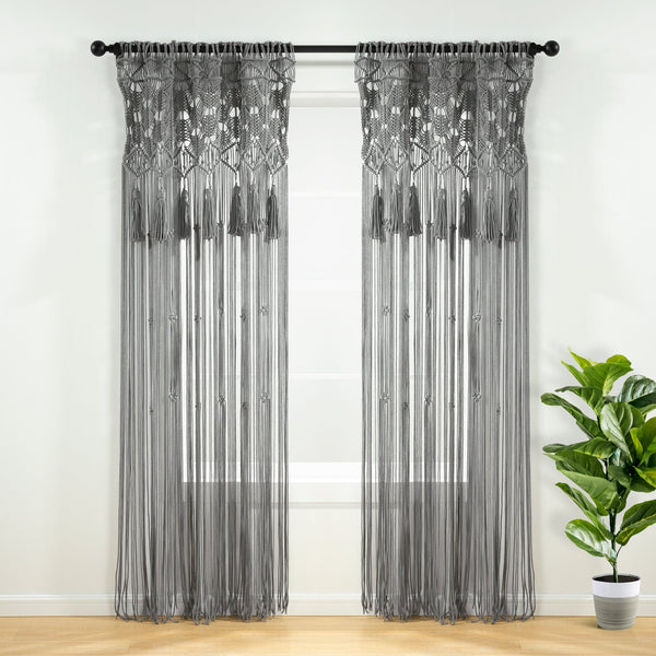 Lush Décor Boho Macrame Tassel Cotton Window Curtain