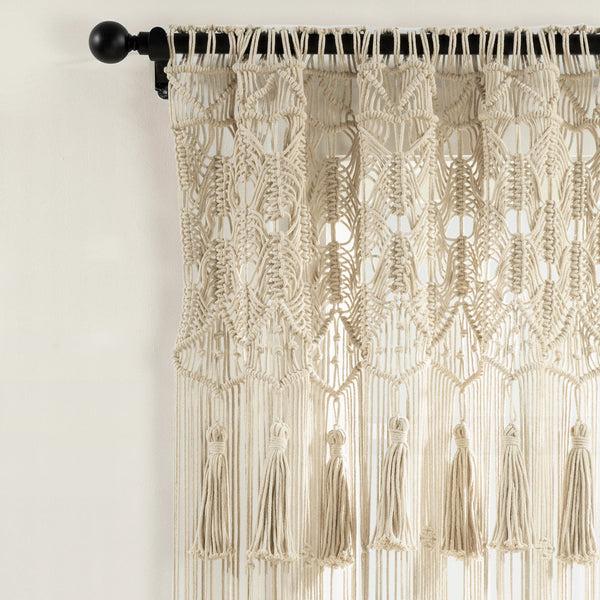 Lush Décor Boho Macrame Tassel Cotton Window Curtain