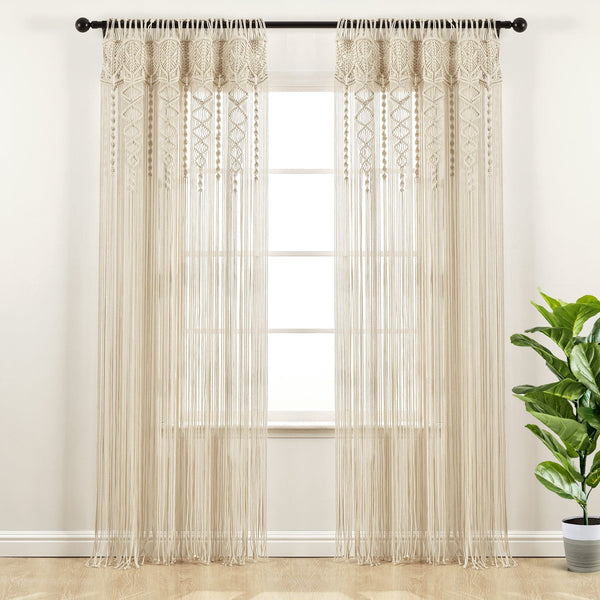 Lush Décor Boho Macrame Textured Cotton Window Curtain