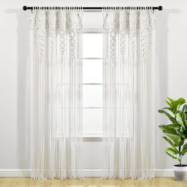 lush décor Boho Macrame Textured Cotton Window Curtain