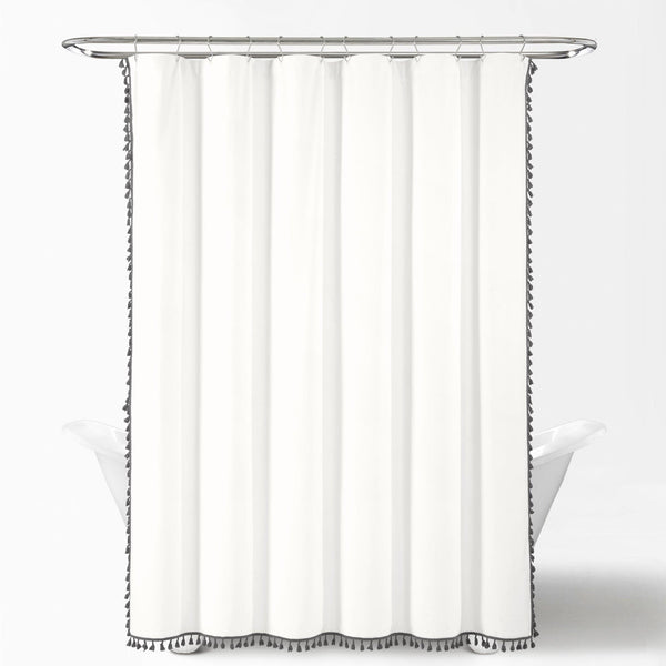 Lush Décor Boho Melora Tassel Yarn Dyed Recycled Cotton Blend Shower Curtain