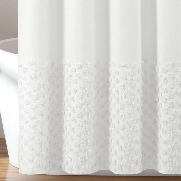 Lush Décor Boho Polka Dot Yarn Dyed Recycled Cotton Blend Shower Curtain