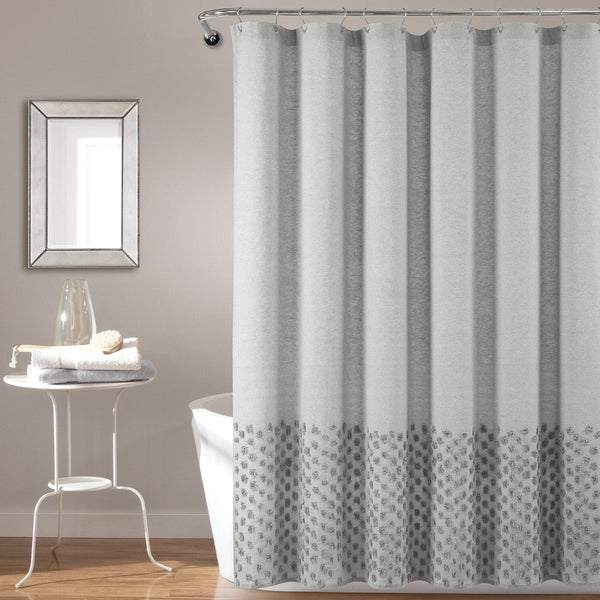 lush décor Boho Polka Dot Yarn Dyed Recycled Cotton Blend Shower Curtain