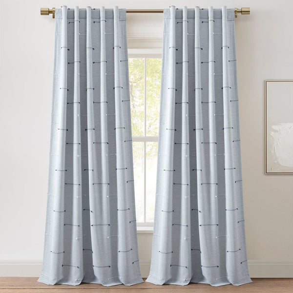 Lush Décor Boho Stripe Clip Jacquard Window Curtain Panel Set