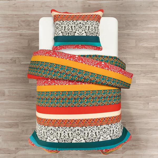 Lush Décor Boho Stripe Cotton Reversible Duvet Cover Set