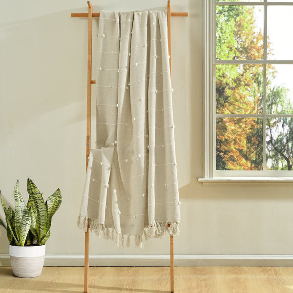 Lush Décor Boho Tufted Cotton Woven Tassel Fringe Throw