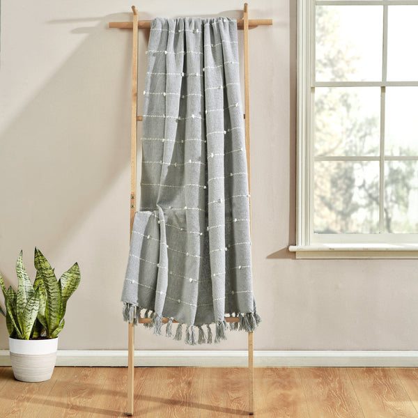 Lush Décor Boho Tufted Cotton Woven Tassel Fringe Throw