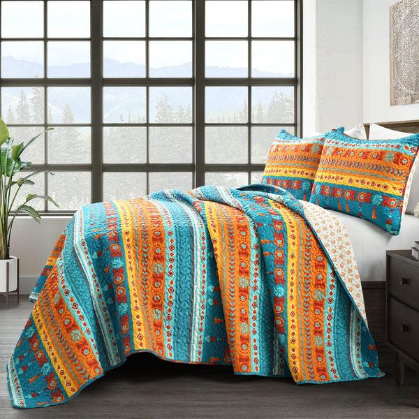 Lush Décor Boho Watercolor Border Quilt 3 Piece Set