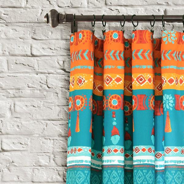 Lush Décor Boho Watercolor Border Window Curtain Panel Set