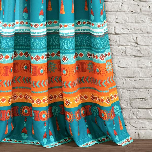Lush Décor Boho Watercolor Border Window Curtain Panel Set