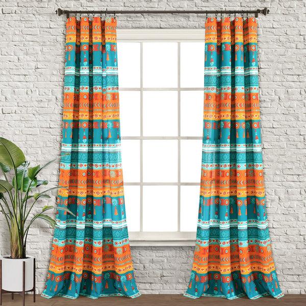 lush décor Boho Watercolor Border Window Curtain Panel Set
