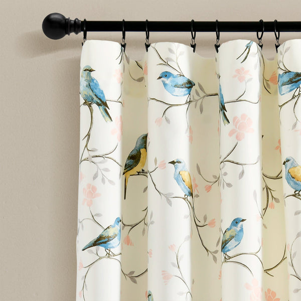 Lush Décor Botanical Bird & Flower Light Filtering Window Curtain Panel Set
