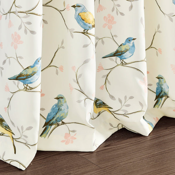 Lush Décor Botanical Bird & Flower Light Filtering Window Curtain Panel Set