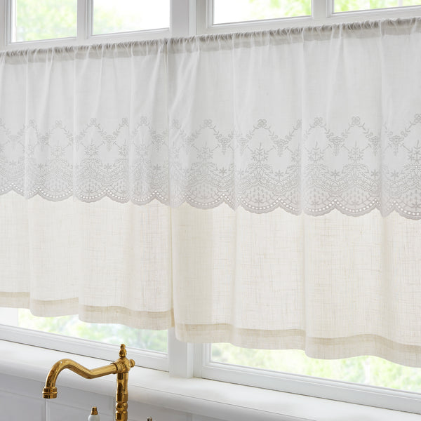 Lush Décor Brigitte Embroidery Eyelet Scalloped Edge Kitchen Tiers