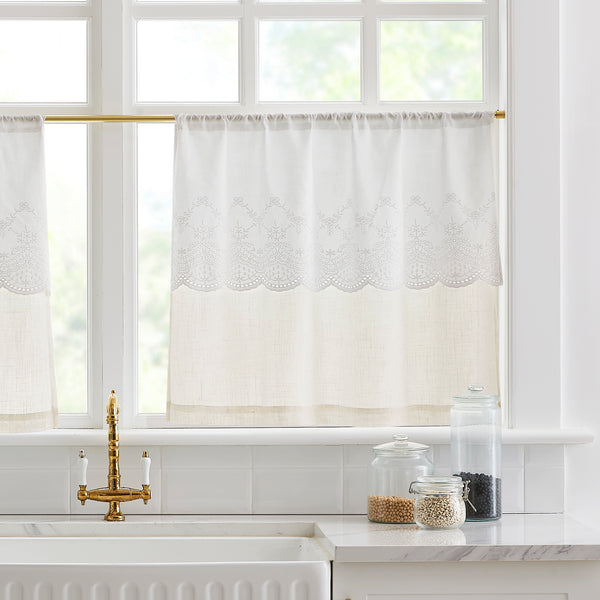 Lush Décor Brigitte Embroidery Eyelet Scalloped Edge Kitchen Tiers