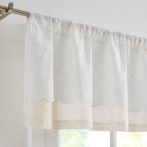 Lush Décor Brigitte Embroidery Eyelet Scalloped Edge Valance