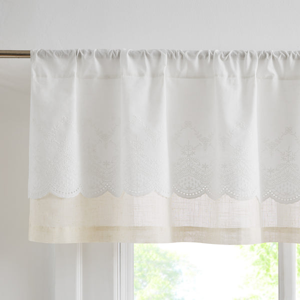 Lush Décor Brigitte Embroidery Eyelet Scalloped Edge Valance