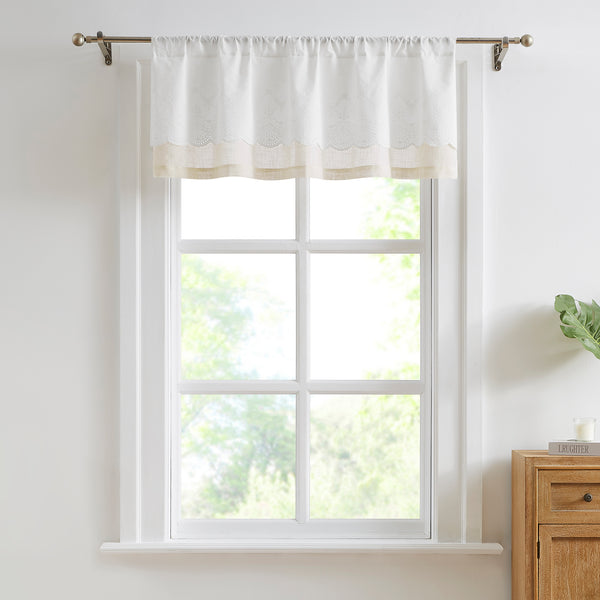 lush décor Brigitte Embroidery Eyelet Scalloped Edge Valance