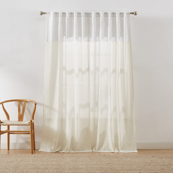 Lush Décor Brigitte Embroidery Eyelet Scalloped Edge Window Curtain Panels