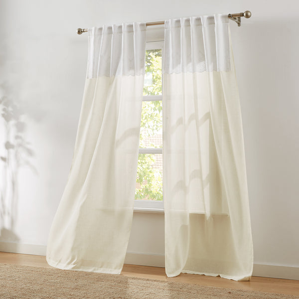 Lush Décor Brigitte Embroidery Eyelet Scalloped Edge Window Curtain Panels