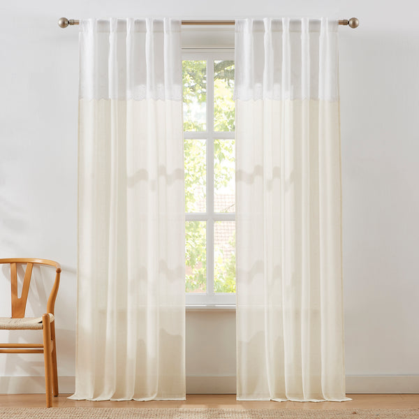 lush décor Brigitte Embroidery Eyelet Scalloped Edge Window Curtain Panels