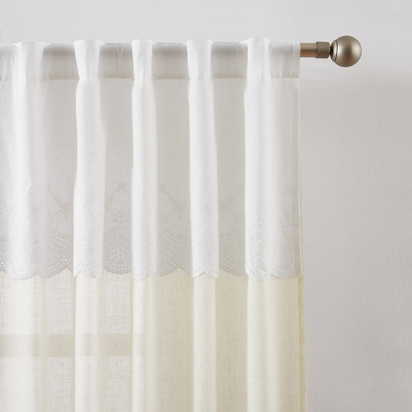Lush Décor Brigitte Embroidery Eyelet Scalloped Edge Window Curtain Panels