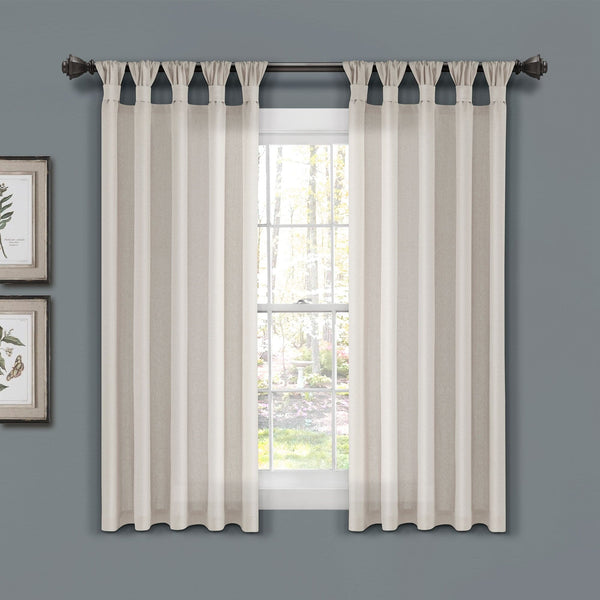 Lush Décor Burlap Knotted Tab Top Window Curtain Panel Set