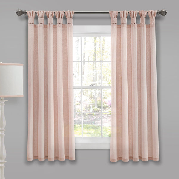 Lush Décor Burlap Knotted Tab Top Window Curtain Panel Set