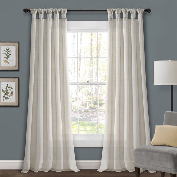 lush décor Burlap Knotted Tab Top Window Curtain Panel Set