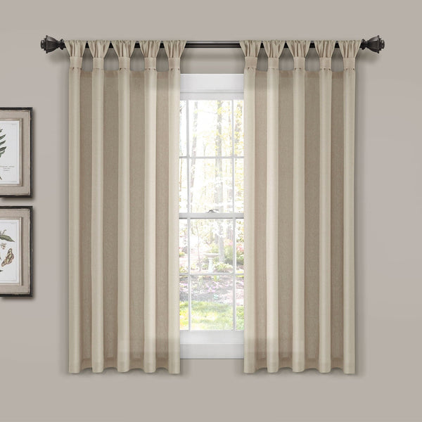 Lush Décor Burlap Knotted Tab Top Window Curtain Panel Set