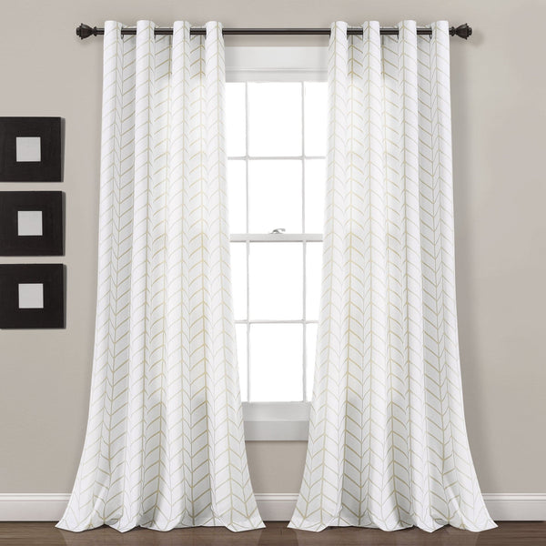 Lush Décor Calia Chevron Geo Window Curtain Panels Set