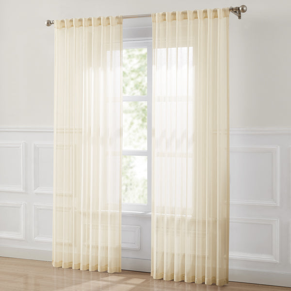 Lush Décor Calia Textured Stripe Sheer Window Curtain Panels