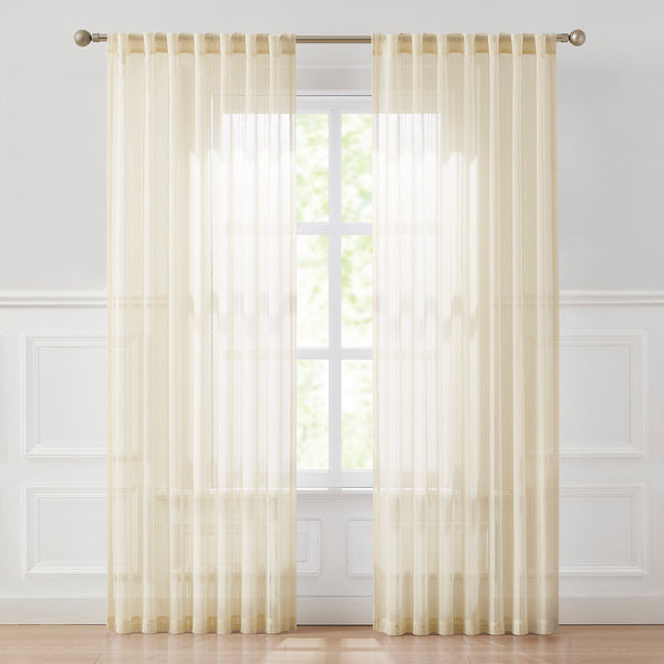lush décor Calia Textured Stripe Sheer Window Curtain Panels
