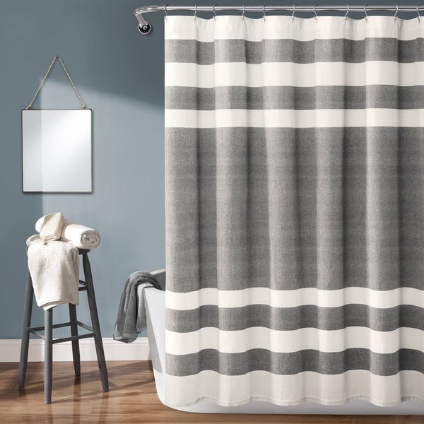 lush décor Cape Cod Stripe Yarn Dyed Cotton Shower Curtain