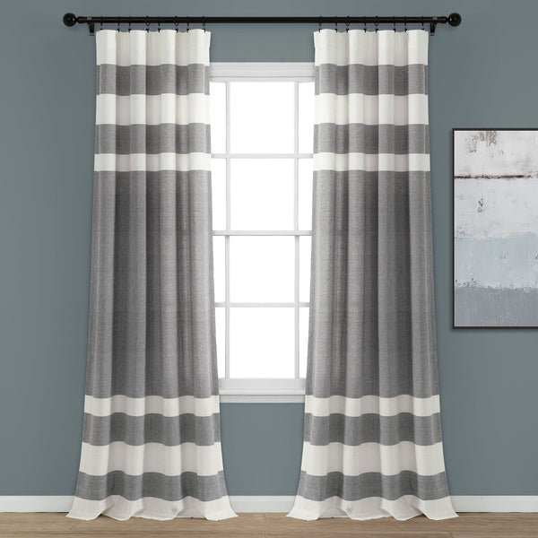 lush décor Cape Cod Stripe Yarn Dyed Cotton Window Curtain Panel Set
