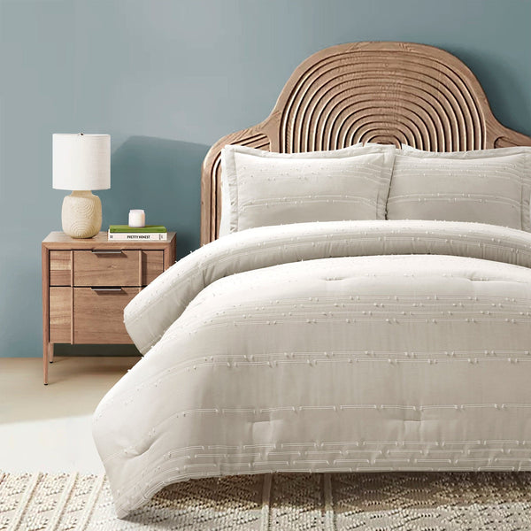 Lush Décor Clipped Stripe Jacquard 3 Piece Comforter Set