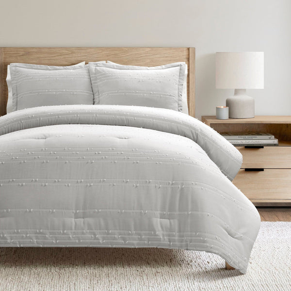 Lush Décor Clipped Stripe Jacquard 3 Piece Comforter Set