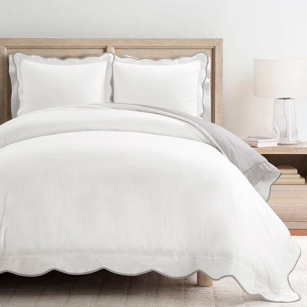 lush décor Coastal Chic Scalloped Edge 100% Cotton Reversible Duvet Cover Set