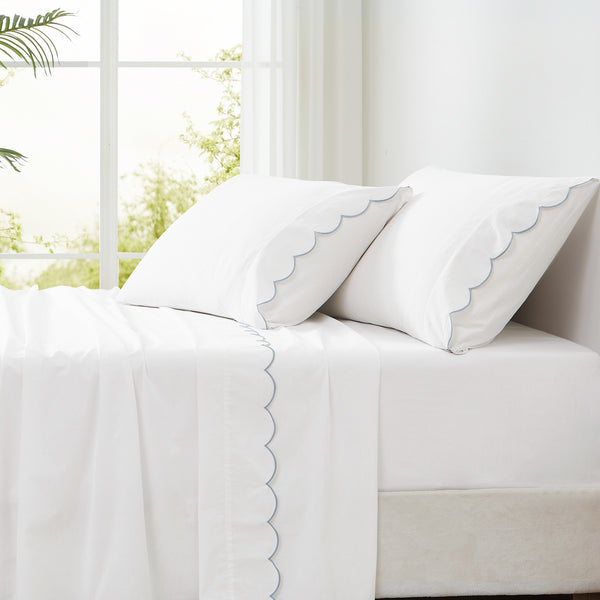 Lush Décor Coastal Chic Scalloped Edge Cotton Sheet Set