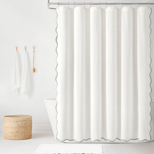 Lush Décor Coastal Chic Scalloped Edge Shower Curtain