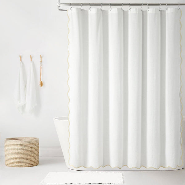 Lush Décor Coastal Chic Scalloped Edge Shower Curtain