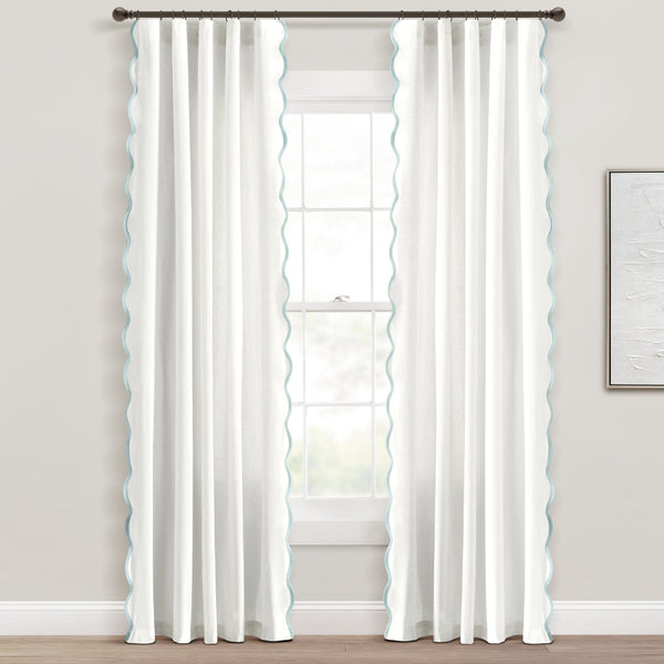 lush décor Coastal Chic Scalloped Edge Window Curtain Panel Set