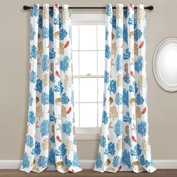 lush décor Coastal Reef Feather Light Filtering Window Curtain Panel Set