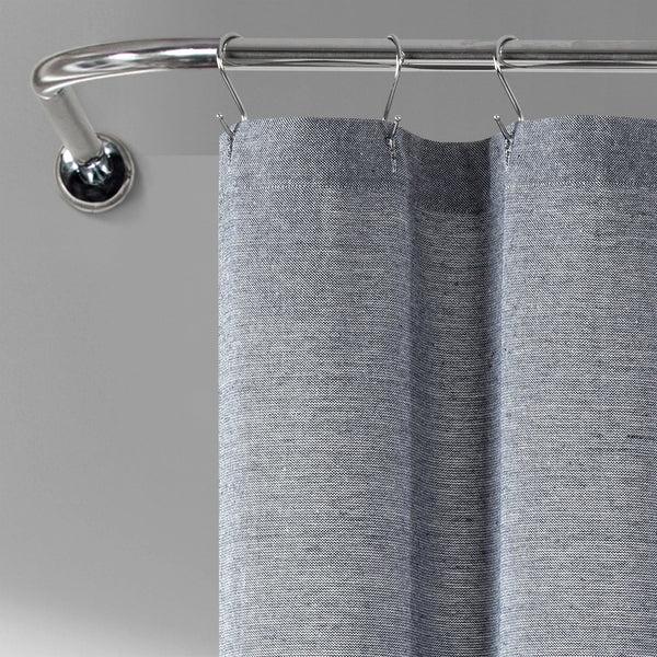 Lush Décor Color Block Ombre Yarn Dyed Recycled Cotton Blend Shower Curtain